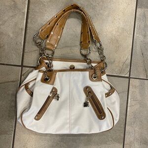 KATHY VAN ZEELAND Metallic Cream Handbag Purse